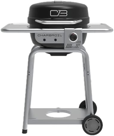 Charbroil Bistro Pro 2-in-1 Gas &amp; Charcoal Grill with 240 Sq. In. Cooking Space, Compact Black Grill for Patio &amp; Balcony